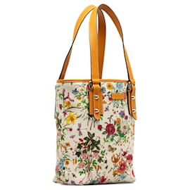 Gucci-Gucci – Weiße GG Flora-Einkaufstasche-Weiß