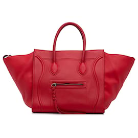 Céline-Celine Red Medium Phantom Luggage Tote-Red