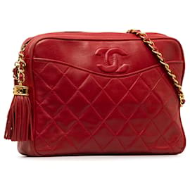 Chanel-Chanel Rote CC-Kameratasche mit Quaste-Rot
