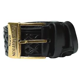 Louis Vuitton-Cintura con fibbia con marchio e dettagli ritagliati neri-Nero
