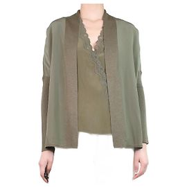 Max & Moi Grünes Set aus Seidentop und Strickjacke mit Spitze – Größe UK 12 Grün