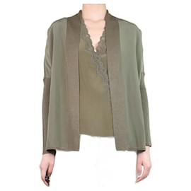 Max & Moi-Green lace silk top and cardigan set - size UK 12-Green