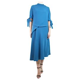 Autre Marque-Conjunto de top de cuello alto y falda midi azul - talla UK 8-Azul