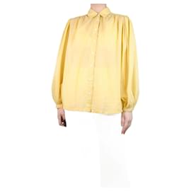 Hartford-Yellow puff-sleeved shirt - size UK 10-Blue