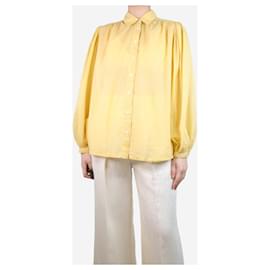 Hartford-Yellow puff-sleeved shirt - size UK 10-Blue