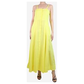 Gabriela Hearst-Vestido midi de linho amarelo sem mangas com botões - tamanho Reino Unido 8-Amarelo