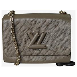 Louis Vuitton-Bolsa Twist MM com corrente marrom esfumado-Caqui
