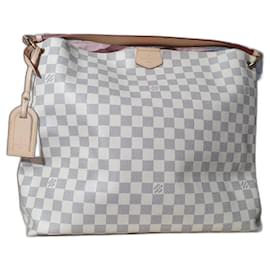 Louis Vuitton-Elegante bolsa de ombro MM Azur Rosa-Branco