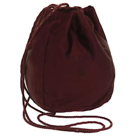 Prada-PRADA Shoulder Bag Satin Wine Red Auth bs12014-Other