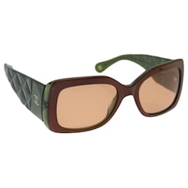 Chanel-CHANEL Sunglasses plastic Green CC Auth ac2760-Green