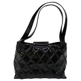 Chanel-CHANEL Shoulder Bag Patent leather Black CC Auth hk1070-Black