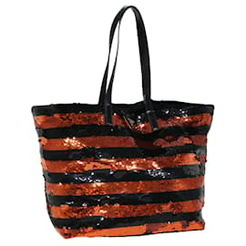 Prada-PRADA Sequin Tote Bag Nylon Orange Auth hk1096-Orange