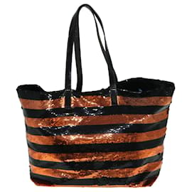 Prada-PRADA Sequin Tote Bag Nylon Orange Auth hk1096-Orange