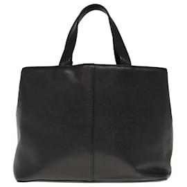 Burberry-BURBERRY Hand Bag Leather Black Auth hk1097-Black
