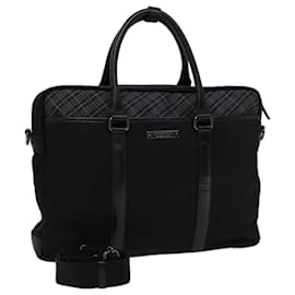 Burberry-BURBERRY Nova Check Black Label Handtasche aus Nylon 2Weg Schwarz Auth bs12120-Schwarz