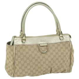 Gucci-GUCCI GG Canvas Tote Bag Beige Gold 189831 Auth ki4071-Beige,Golden