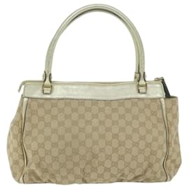 Gucci-GUCCI GG Canvas Tote Bag Beige Gold 189831 Auth ki4071-Beige,Golden