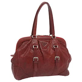 Prada-PRADA Hand Bag Leather Red Auth bs12171-Red
