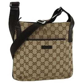 Gucci-GUCCI GG Canvas Shoulder Bag Beige Brown Auth 66220-Brown,Beige