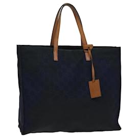 Gucci-GUCCI GG Canvas Tote Bag Nylon outlet Navy Auth 65390-Navy blue