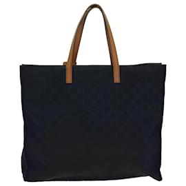 Gucci-GUCCI GG Canvas Tote Bag Nylon outlet Navy Auth 65390-Azul marinho