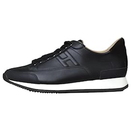Hermès-Black leather trainers - size EU 37-Black