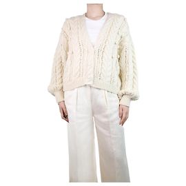 Ulla Johnson Cremefarbene Strickjacke mit Zopfmuster – Größe S Roh