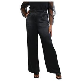 Diane Von Furstenberg Schwarze Satinhose - Größe UK 14 Schwarz
