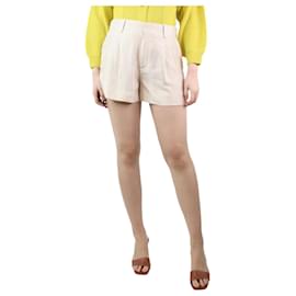 Chloé-Cremefarbene Shorts aus gemusterter Seide – Größe UK 10-Roh