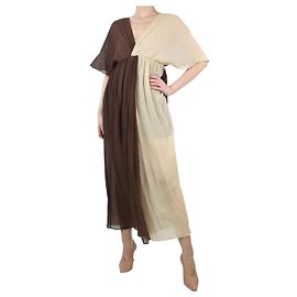 Masscob Robe bicolore marron et jaune - taille M/l Marron