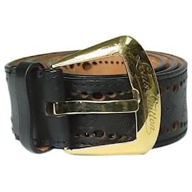Louis Vuitton-Cintura nera con marchio ritagliato-Nero