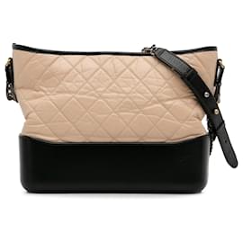 Chanel-Chanel Brown Medium Bicolor Lambskin Gabrielle Crossbody-Brown,Beige