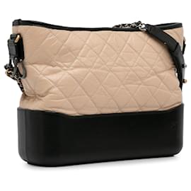 Chanel-Chanel Brown Medium Bicolor Lambskin Gabrielle Crossbody-Brown,Beige