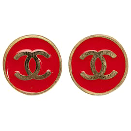 Chanel-Brincos Chanel Gold CC Clip On-Dourado