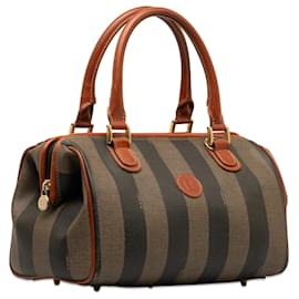 Fendi-Fendi Brown Pequin Handbag-Brown