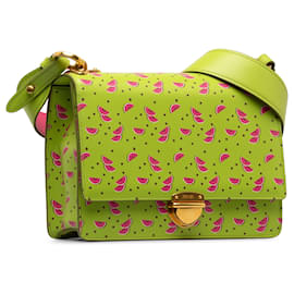 Prada-Prada Green Saffiano Watermelon Flap Crossbody Bag-Green