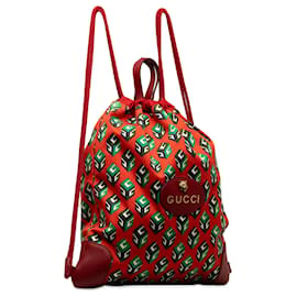 Gucci-Gucci Red Printed Neo Vintage Drawstring Backpack-Red