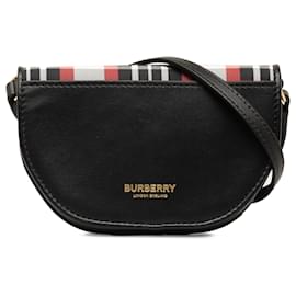 Burberry-Burberry Black Olympia Micro Tartan Crossbody de nylon e couro-Preto