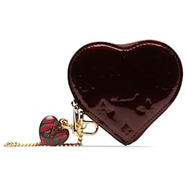 Louis Vuitton-Louis Vuitton Red Vernis Rayures Heart Coin Pouch-Brown,Red