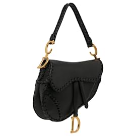 Dior-Dior Black Medium Braided Leather Saddle Bag-Black