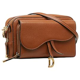 Dior-Dior Brown Double Saddle Pouch-Brown