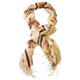 Sciarpa Roberto Cavalli Lunga Rettangolare Bianca Floreale Multicolore