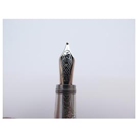 Montblanc-NEW MONTBLANC FOUNTAIN PEN 116554 HERITAGE RED AND BLACK SNAKE SOLITARY-Silvery