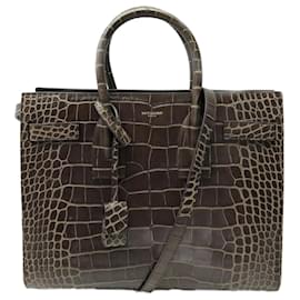 Saint Laurent-BORSA LAURENT DE JOUR 378299 BORSA A MANO A TRACOLLA IN PELLE COCCO-Marrone