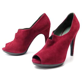Hermès-HERMES SHOES RED SUEDE PUMPS 38 RED SUEDE PUMPS SHOES-Red
