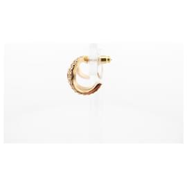Chanel-NEUF BOUCLES D'OREILLES CHANEL LOGO CC & STRASS METAL DORE NEW EARRINGS-Doré