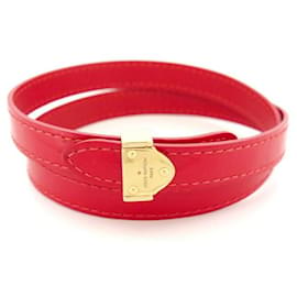 Louis Vuitton-LOUIS VUITTON BRASSERIE lined TOWER M BRACELET6741 RED PATENT LEATHER BANGLE-Red