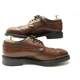 Church's-CHURCH'S GRAFTON DERBY FLORAL TOE SHOES 8.5g 42.5 BROWN LEATHER SHOES-Brown