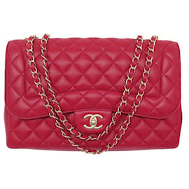 Chanel-NEW CHANEL TIMELESS JUMBO LARGE CLASSIC LEATHER QUILTED BAG HANDBAG-Fuschia