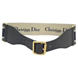 Christian Dior-NEUF CEINTURE CHRISTIAN DIOR SIGNATURE LARGE B0001CBTE T80 TOILE CUIR BELT-Bleu
